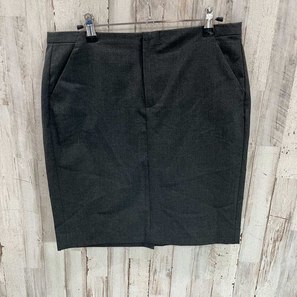 Gap Gray Plaid Pencil Stretch Skirt Pockets Womens Size 2